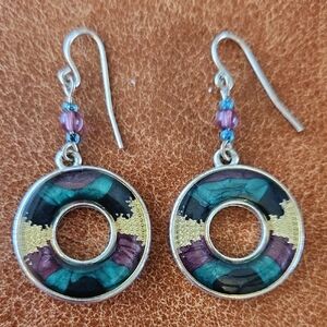 Kenneth Cole Purple and Green HEarrings